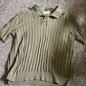 Old Navy Olive Ribbed Short-Sleeve Polo